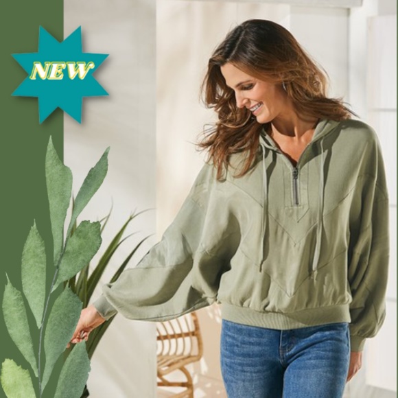 Soft Surroundings Tops - Olive 🛍color Pullover with Hood - Warm & Chic NWT - M Lazuli  Soft Surroundings